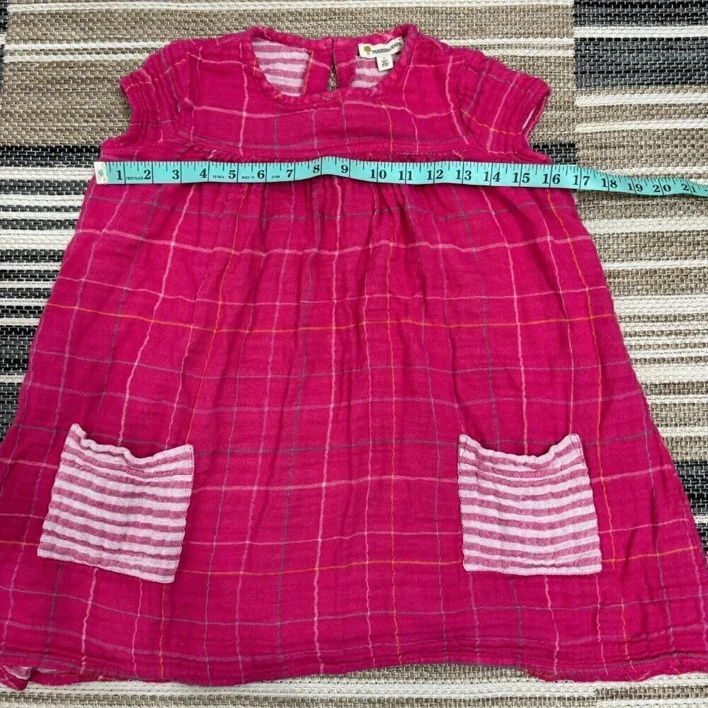 Tucker + Tate Girls Double Plaid Gauzy Dress Casual Pockets Grid Electric Pink 6